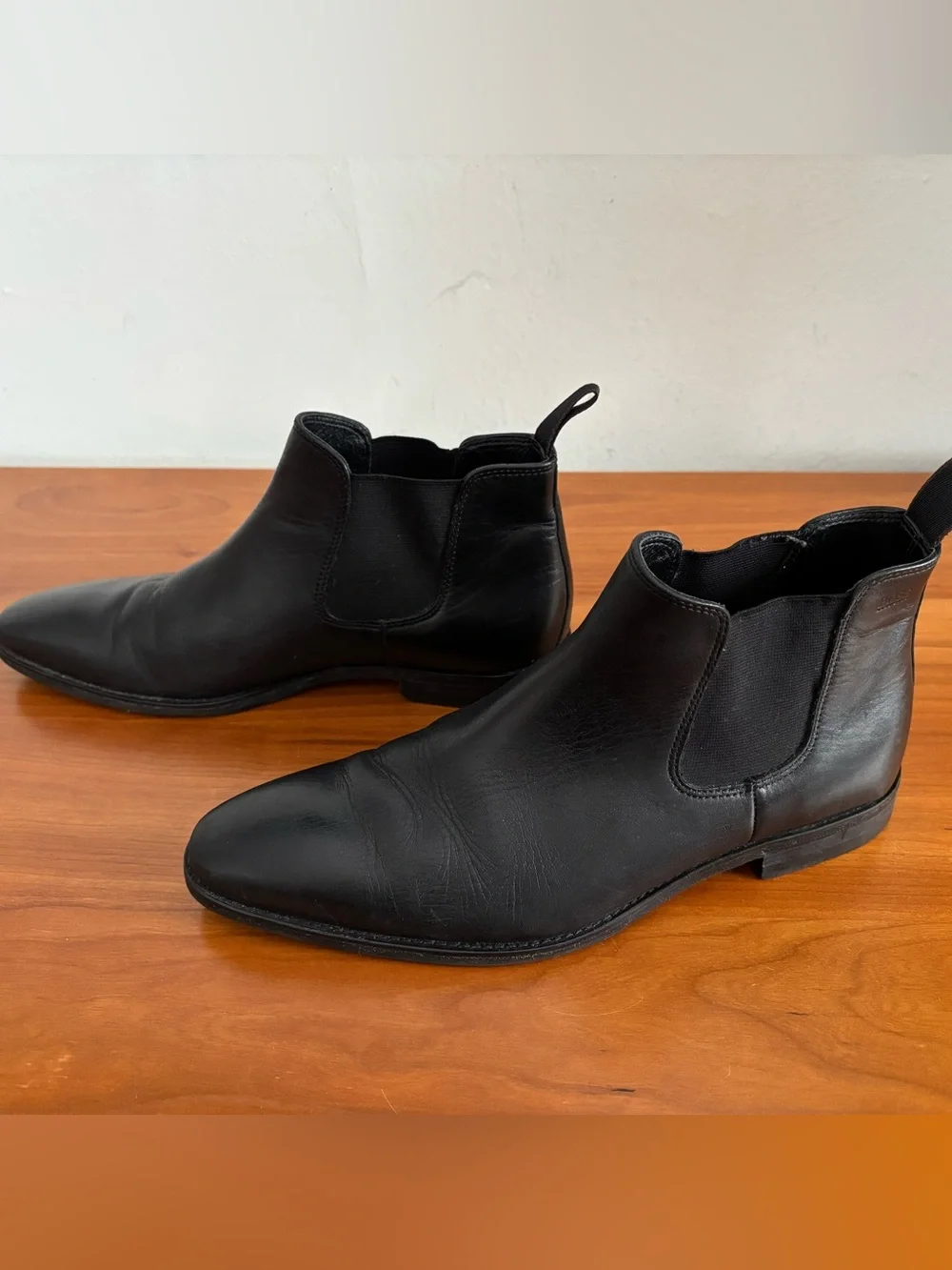BOSS Hugo Boss Men's Black Leather Chelsea Chukka Boots Size 8